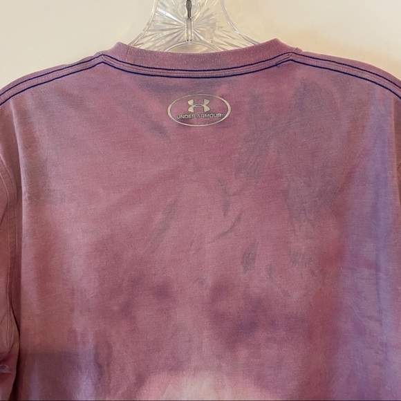 UPCYCLED Bleach Dyed Under Armour Tshirt Pink - Picture 5 of 8